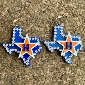 Houston Astros Texas Rhinestoned Dangle Earrings